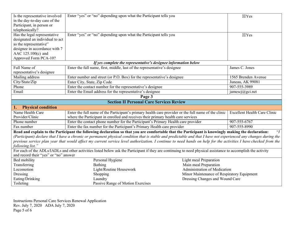 Instructions for Form PCA-08A Personal Care Services Renewal Application - Alaska, Page 5
