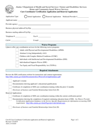 Document preview: Form CERT-02 Care Coordinator Certification Application and Renewal Application - Alaska