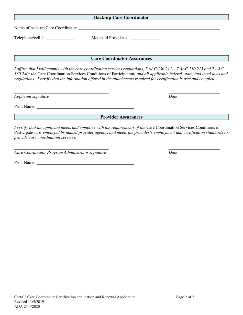 Form CERT 02 Fill Out Sign Online and Download Fillable PDF Alaska