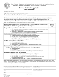 Document preview: Form CERT-37 Provider Certification Assurance on Policies - Alaska