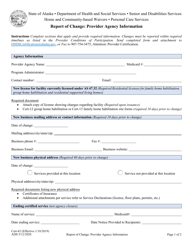 Form CERT-42 Report of Change: Provider Agency Information - Alaska