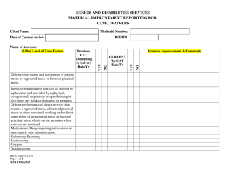 Form MI-02 &quot;Material Improvement Reporting for Ccmc Waivers&quot; - Alaska