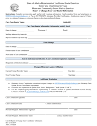 Document preview: Form CERT-44 Report of Change: Care Coordinator Information - Alaska