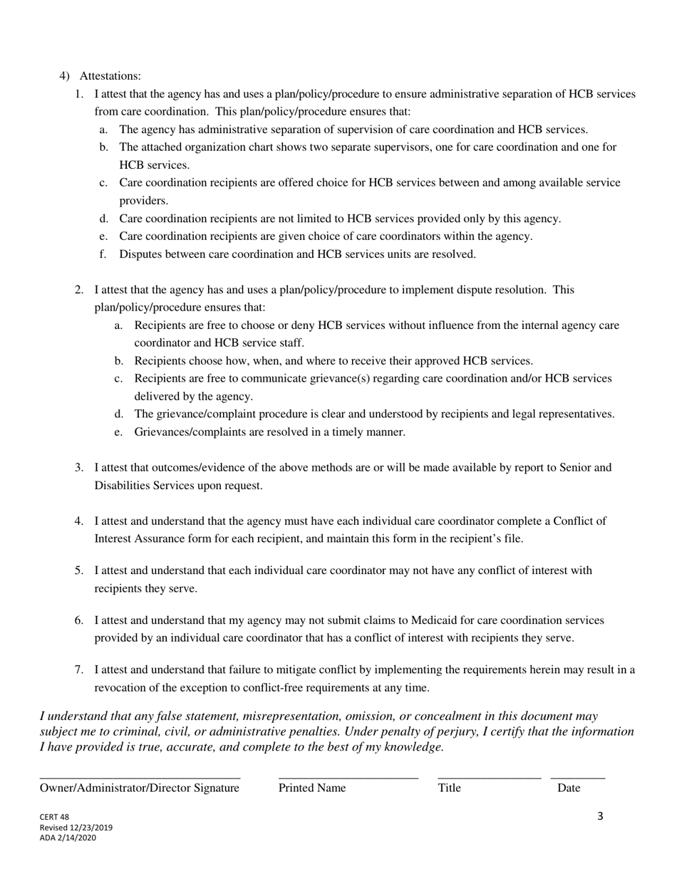 Form CERT-48 Conflict of Interest Exception Application - Alaska, Page 3