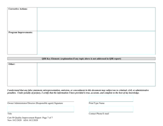 Form CERT-50 Quality Improvement Report (Qir) - Alaska, Page 7