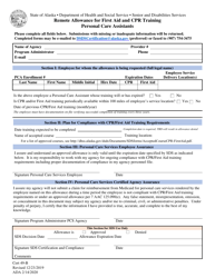 Document preview: Form CERT-49-B Remote Allowance for First Aid and Cpr Training Personal Care Assistants - Alaska