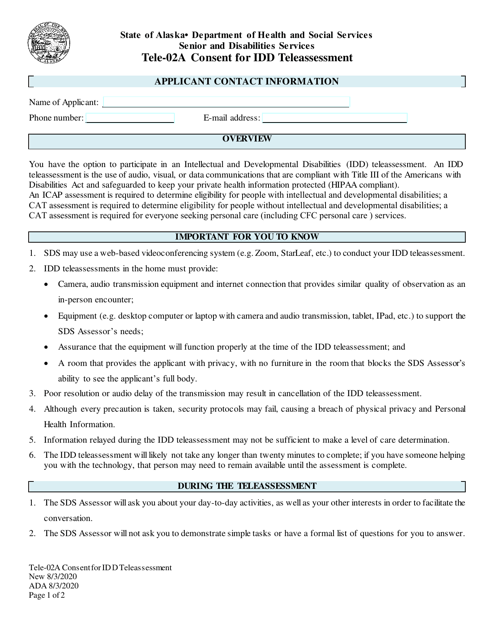 Form Tele-02A Consent for Idd Teleassessment - Alaska