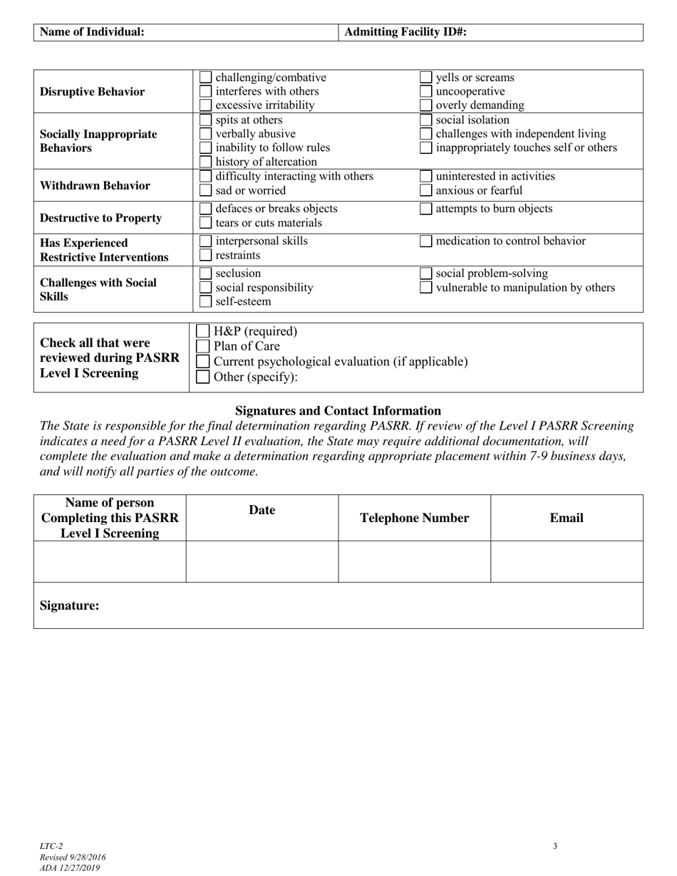 Form LTC-2 Pre-admission Screening and Resident Review - Alaska, Page 3