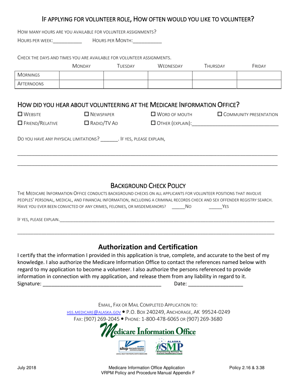 State Health Insurance Program / Senior Medicare Patrol Application - Alaska, Page 2