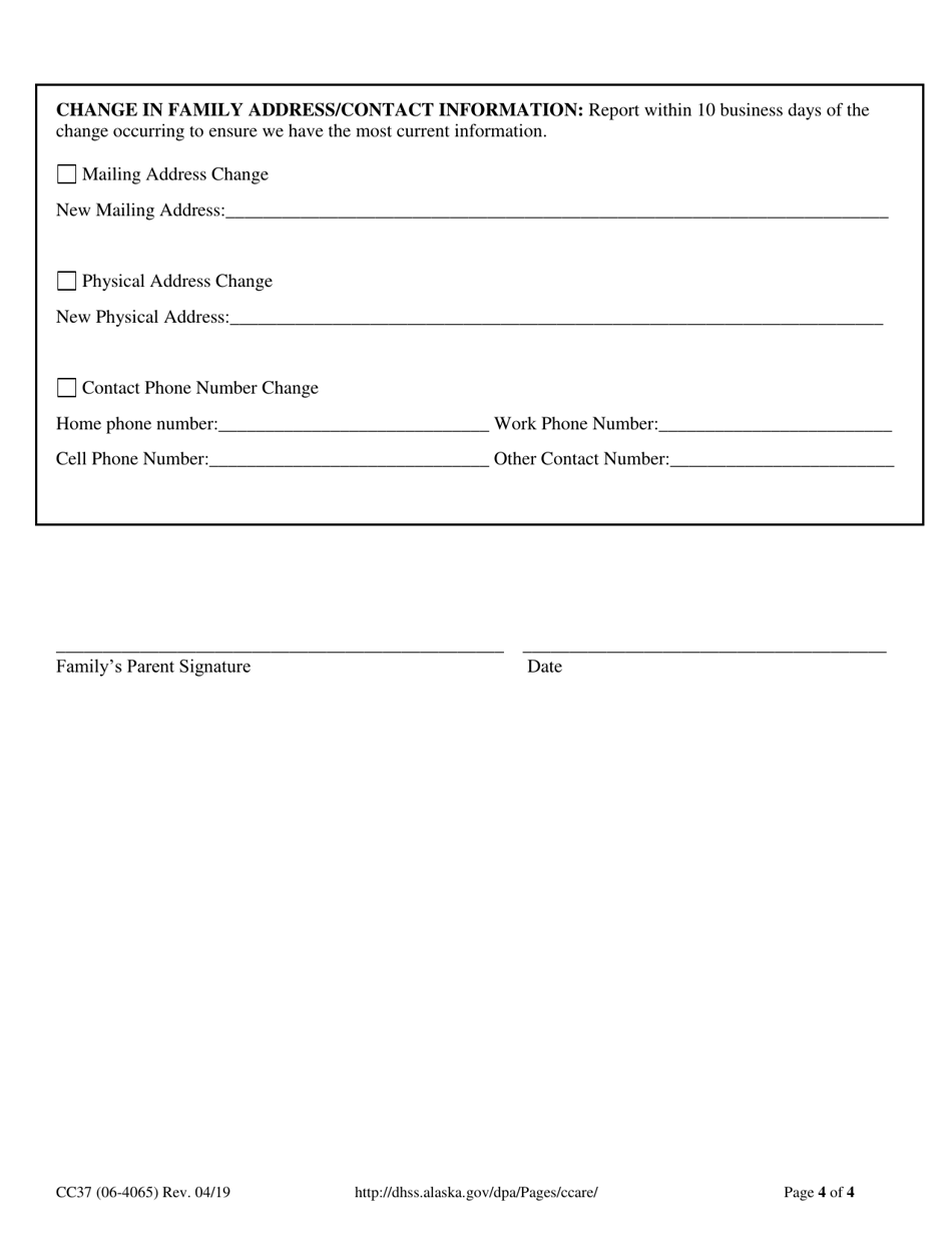Form CC37 Family Report of Change - Alaska, Page 4