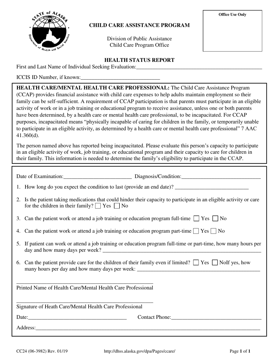 Form CC24 Health Status Report - Alaska, Page 1