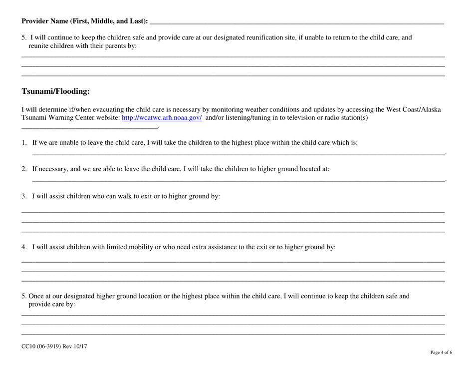 Form CC10 Approved Child Care Provider Disaster Preparedness and Emergency Evacuation Plan - Alaska, Page 4