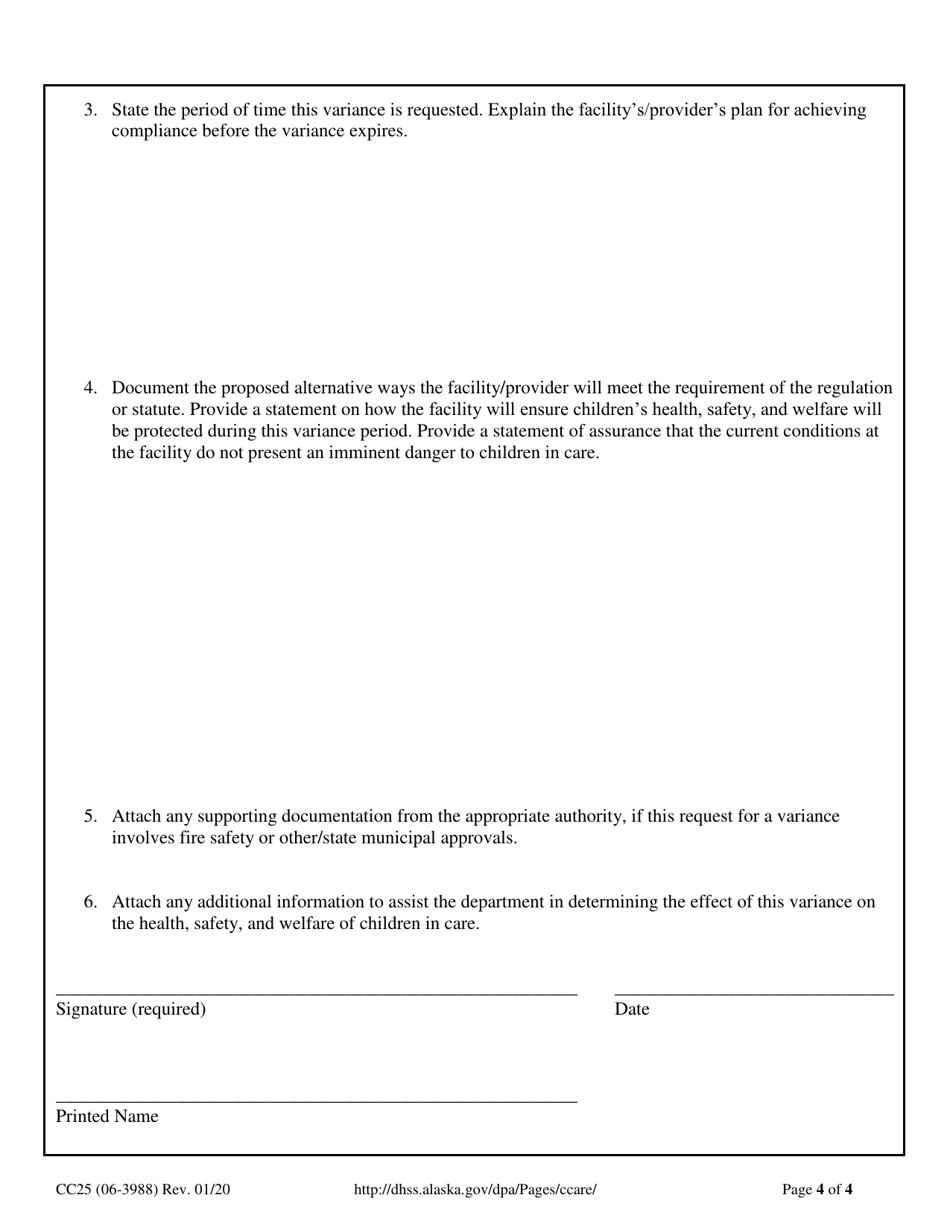 Form CC25 General Variance Application - Alaska, Page 4