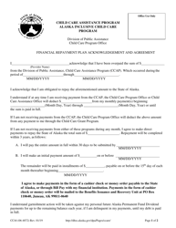 Document preview: Form CC44 Financial Repayment Plan Acknowledgement and Agreement - Alaska