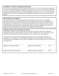 Form CC86 In-home Child Care Renewal Application - Alaska, Page 2