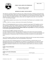 Form CC80 &quot;Report of Family Non-payment&quot; - Alaska