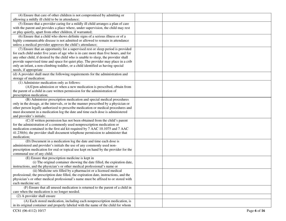 Form CC81 Approved Relative Health and Safety Inspection Checklist - Alaska, Page 6