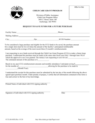 Document preview: Form CC32 Request to Save Funds for a Future Purchase - Alaska