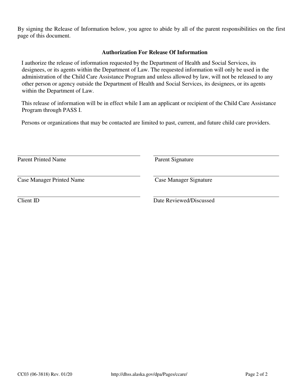 Form CC03 Parent Responsibility Agreement - Pass I - Alaska, Page 2