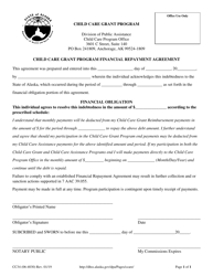 Document preview: Form CC34 Child Care Grant Financial Repayment Agreement - Alaska