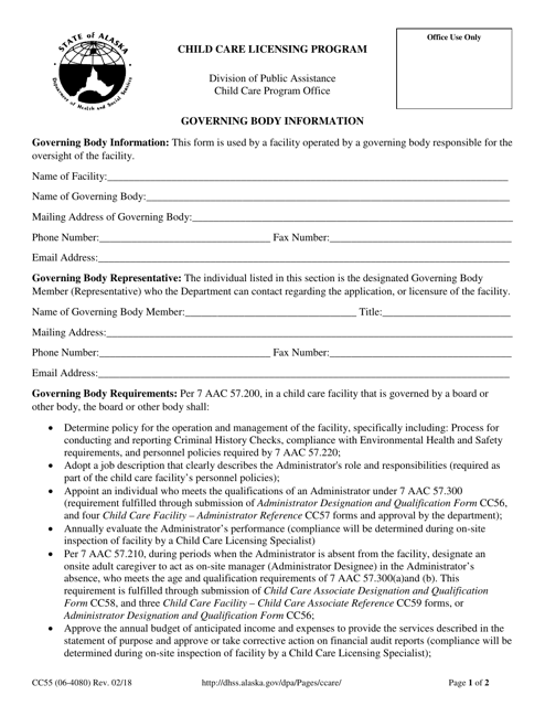 Form CC55  Printable Pdf