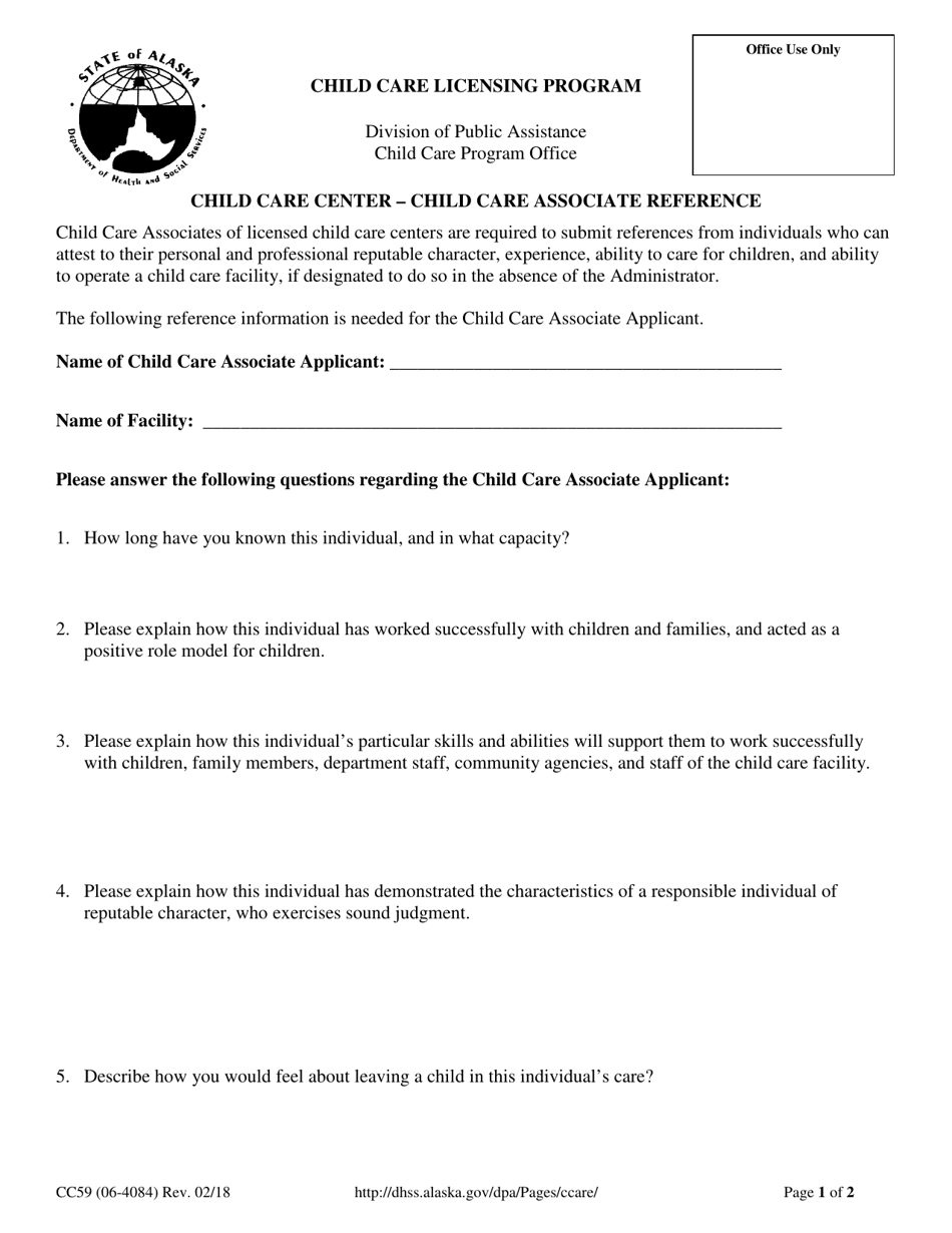Form CC59 Fill Out, Sign Online and Download Printable PDF, Alaska