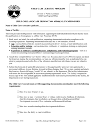 Document preview: Form CC58 Child Care Associate Designation and Qualification Form - Alaska
