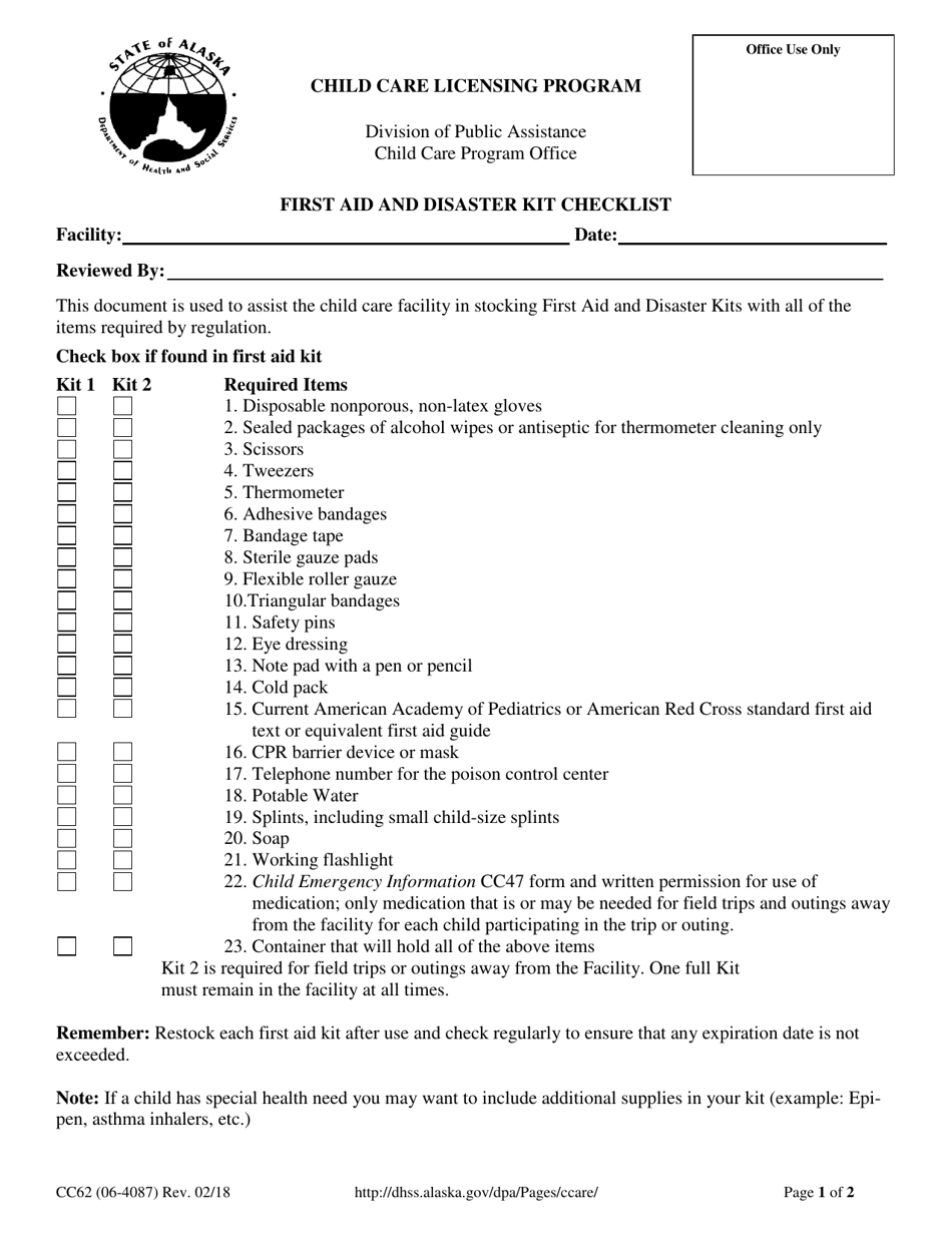 Form CC62 Fill Out, Sign Online and Download Printable PDF, Alaska
