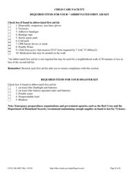 Form CC62 First Aid and Disaster Kit Checklist - Alaska, Page 2
