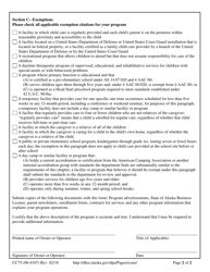 Form CC75 Request for Exemption From Child Care Licensure - Alaska, Page 2