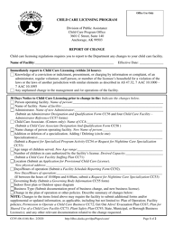 Document preview: Form CC95 Report of Change - Alaska