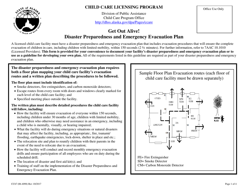 Form CC67 Get out Alive - Disaster Preparedness and Emergency Evacuation Plan - Alaska, Page 1