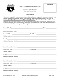 Form CC100 Parent List - Alaska