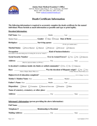 Document preview: Death Certificate Information - Alaska