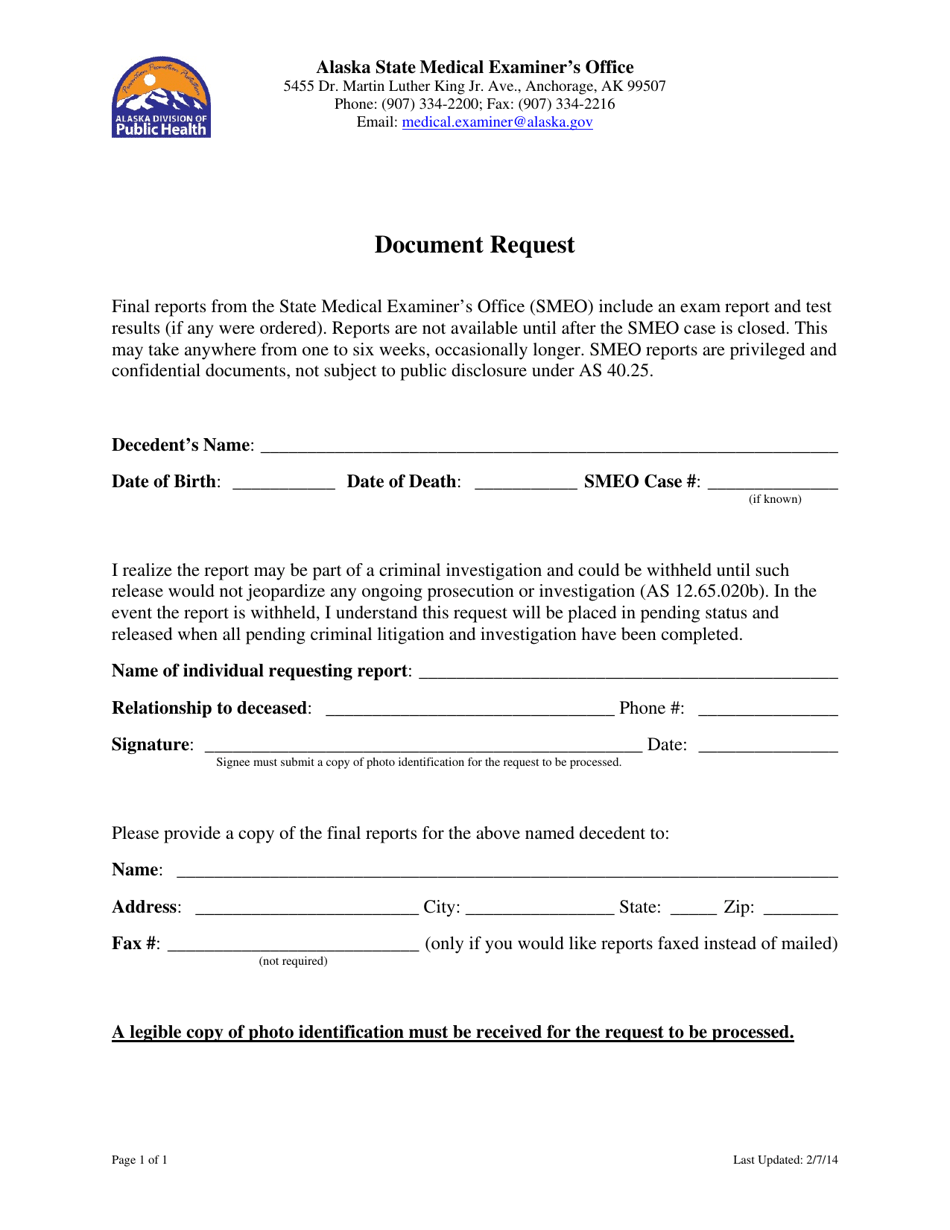 Document Request - Alaska, Page 1