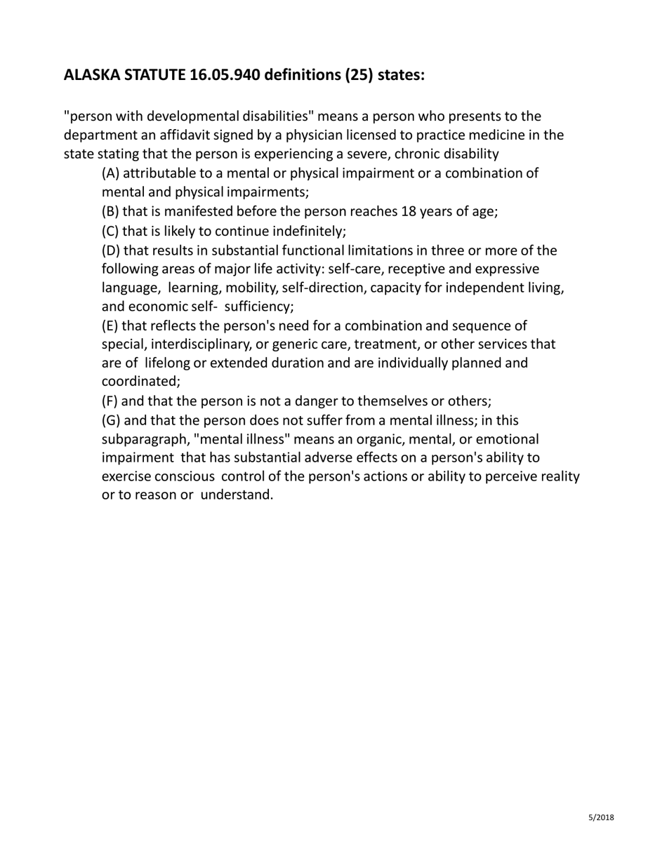 Physicians Affidavit of Developmental Disability for Proxy Fishing and Hunting - Alaska, Page 2