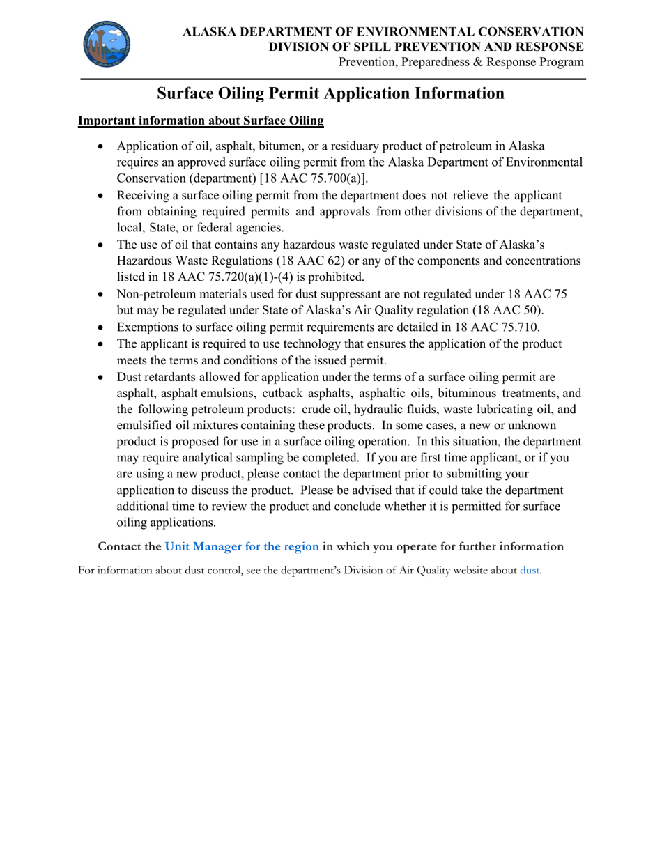 Surface Oiling Permit Application - Alaska, Page 3