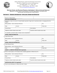 Form 18-303 Nontank Vessel and Railroad Financial Responsibility Application and Checklist - Alaska, Page 2