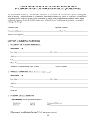 Appendix I Building Inventory and Indoor Air Sampling Questionnaire - Alaska, Page 3
