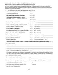 Appendix I Building Inventory and Indoor Air Sampling Questionnaire - Alaska, Page 9