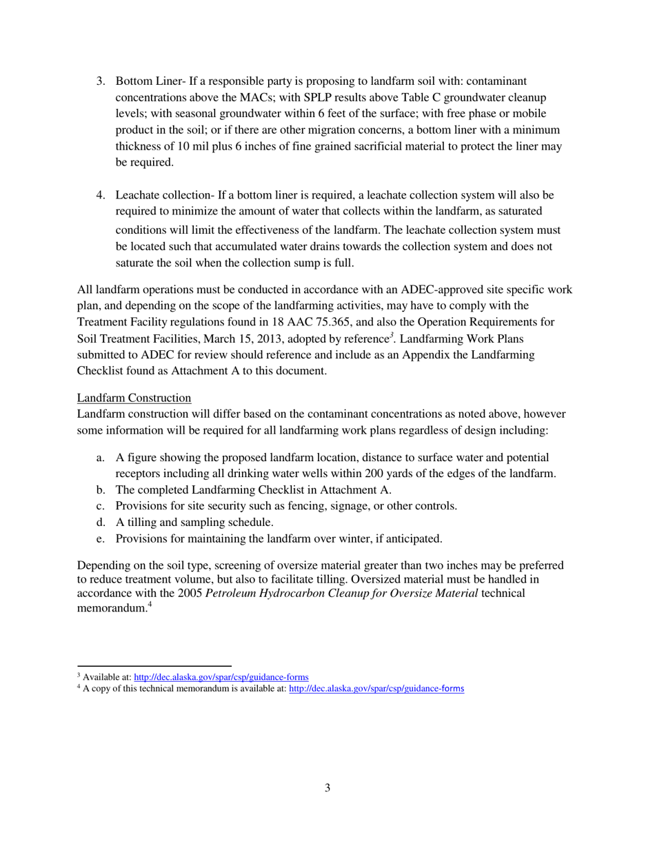 Attachment A Landfarming Checklist - Alaska, Page 3