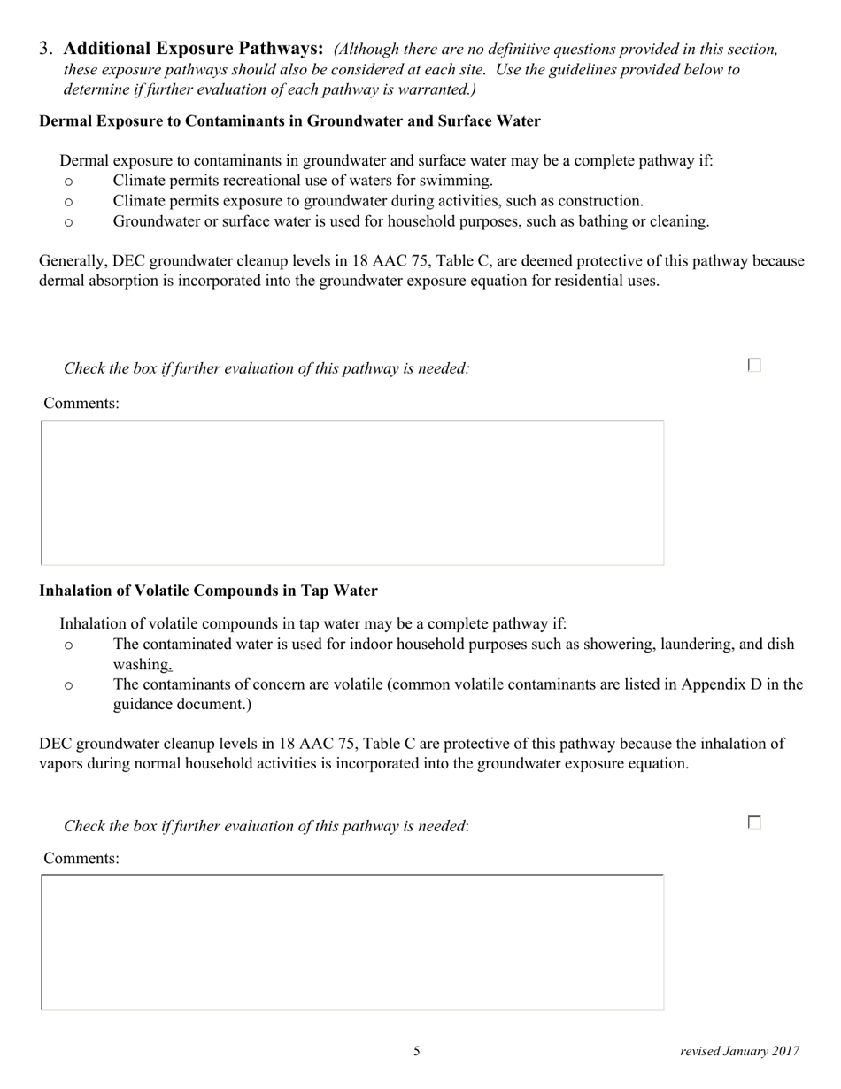 Appendix A Human Health Conceptual Site Model Scoping Form and Standardized Graphic - Alaska, Page 5