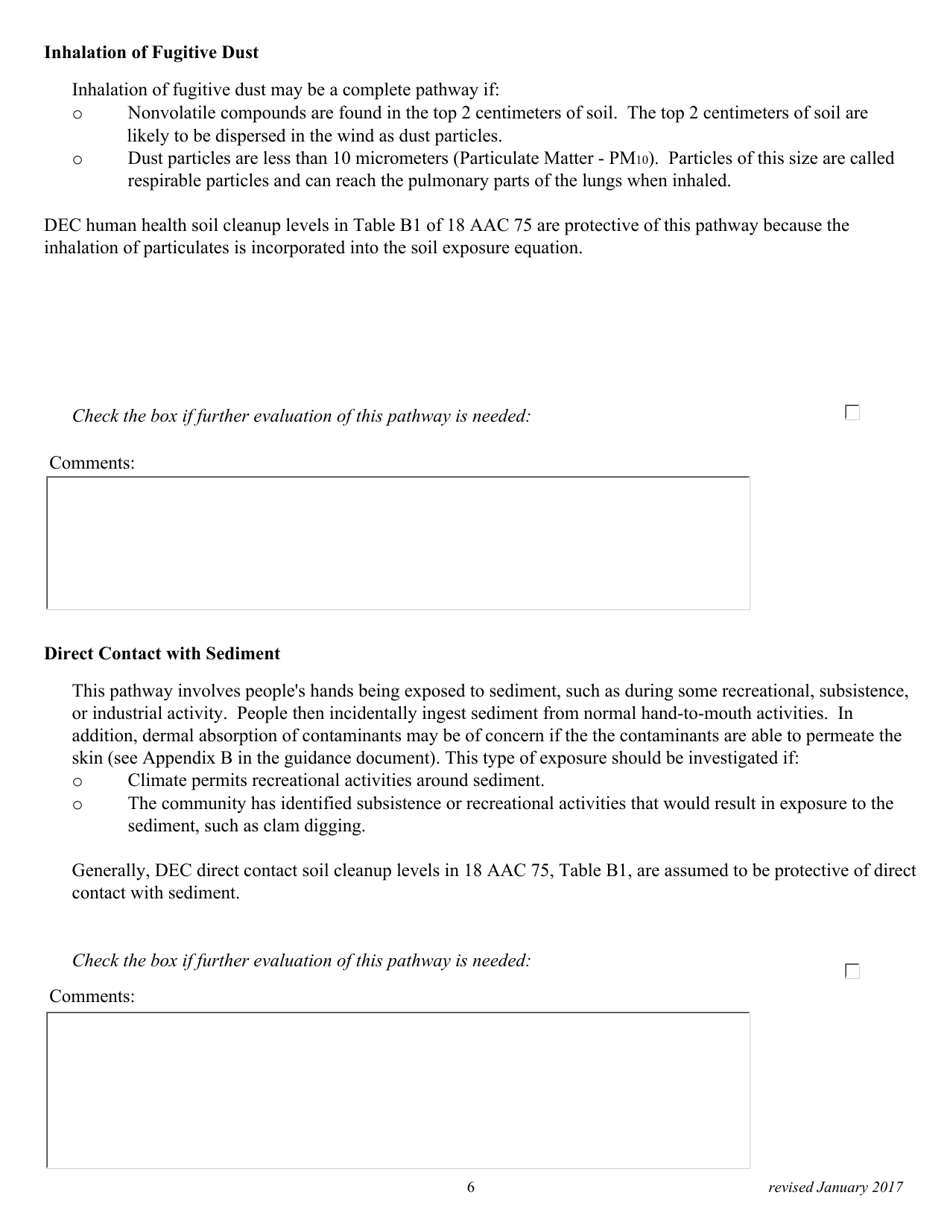 Appendix A Human Health Conceptual Site Model Scoping Form and Standardized Graphic - Alaska, Page 6