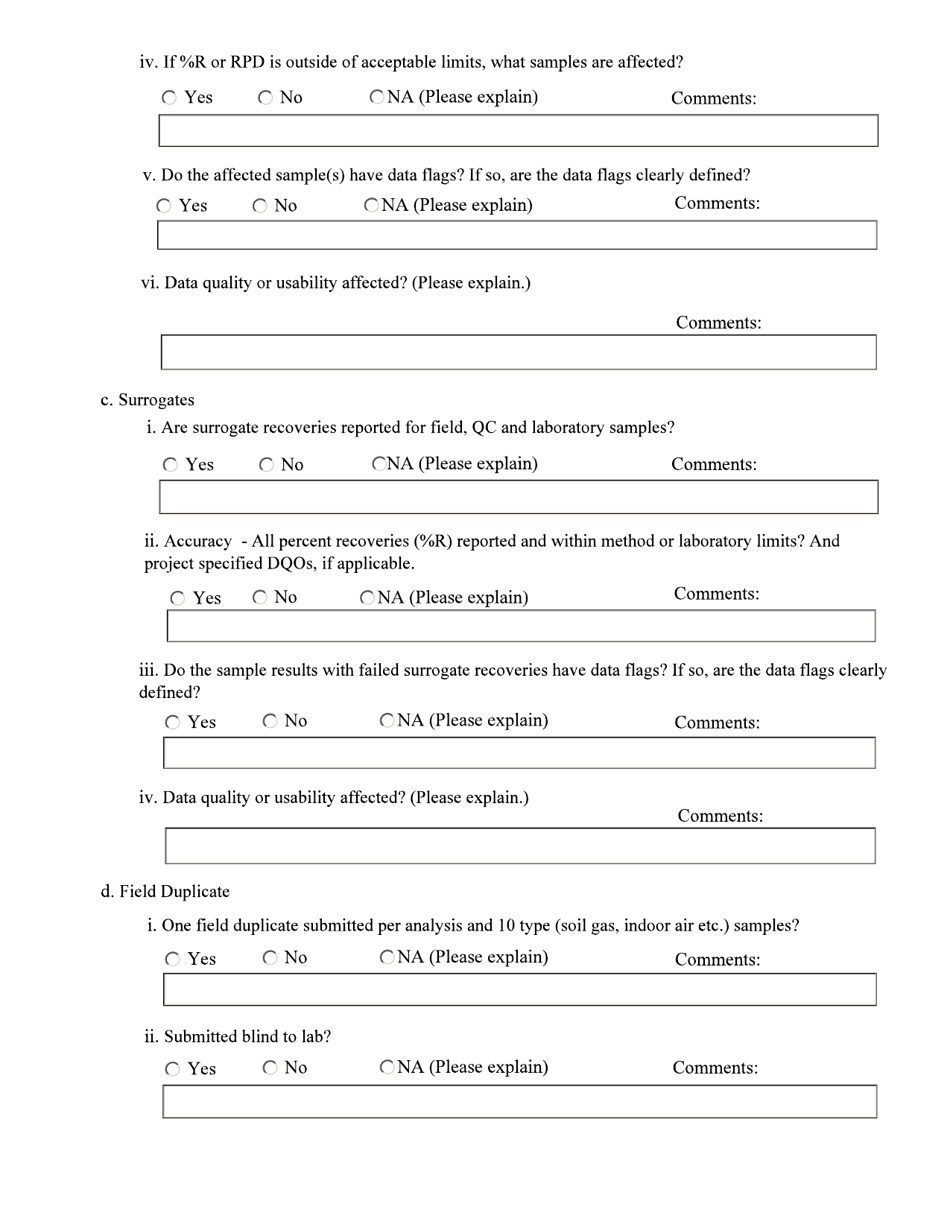 Laboratory Data Review Checklist for Air Samples - Alaska, Page 4