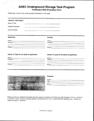 Form 18-0509 Preliminary Risk Evaluation Form - Alaska, Page 2