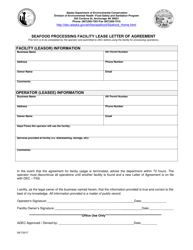 Document preview: Seafood Processing Facility Lease Letter of Agreement - Alaska