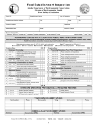Form 18-31-INS.01 &quot;Food Establishment Inspection&quot; - Alaska
