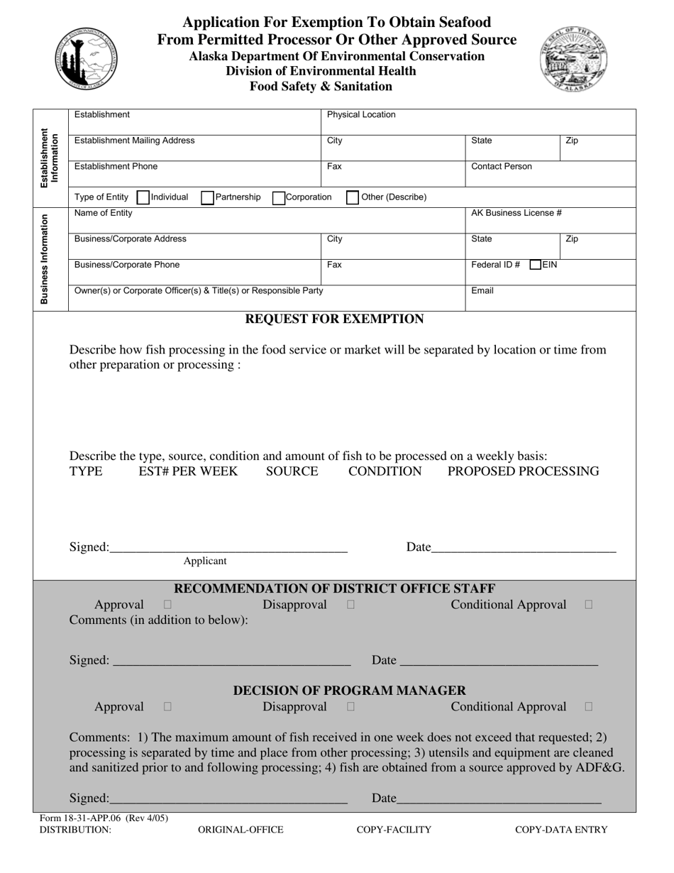 Form 18-31-APP.06 - Fill Out, Sign Online and Download Fillable PDF ...