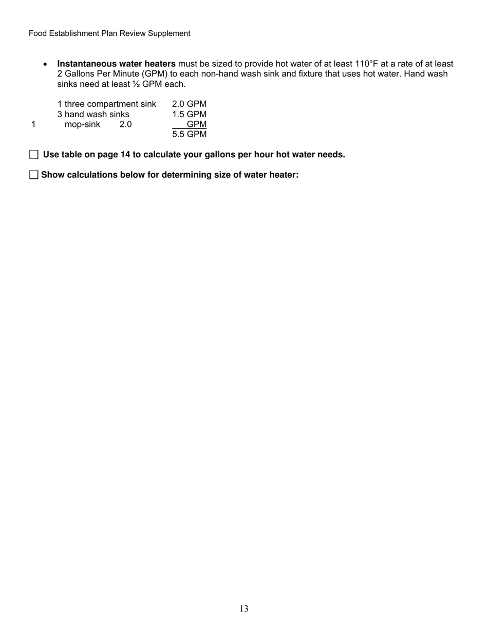 Food Establishment Plan Review Supplement - Alaska, Page 13