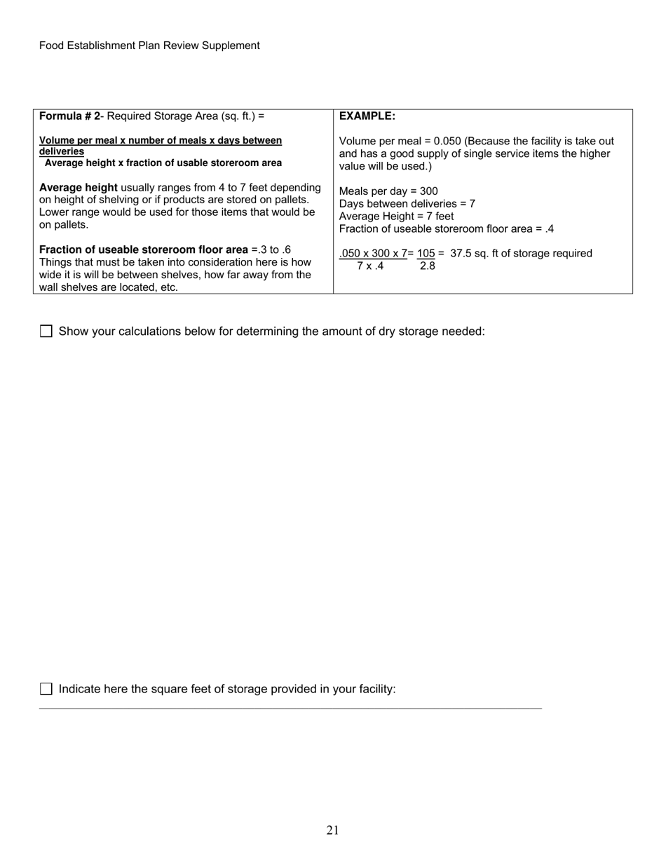 Food Establishment Plan Review Supplement - Alaska, Page 21